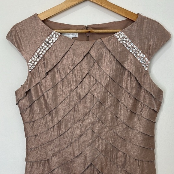 London Times Dress Women's Size 10 Midi Shutter Pleats Formal Wedding Cruise - Picture 5 of 16